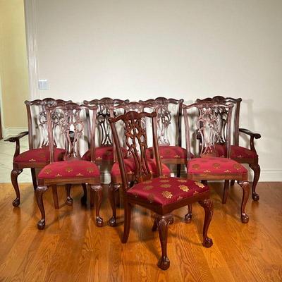 (8PC) CHIPPENDALE STYLE CHAIRS | Chippendale style dining chairs, including two arm and six side chairs, ball and claw feet and fancy...