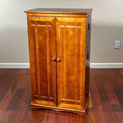 WOODEN DVD STORAGE CABINET | Features 2 shelved doors with 4 main shelves in unit, perfect fits DVDs. - l. 23 x w. 13 x h. 40 in