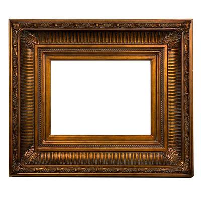 BURNISHED GOLD FRAME | Large carved frame in a burnished gold finish with wreath carved border. - l. 32.5 x w. 2.5 x h. 28 in