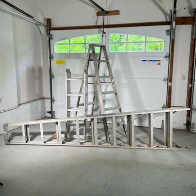 (3PC) LADDERS | Includes: 6ft A-frame ladder, 10ft Keller A-frame ladder, and Krause MultiMatic 12ft folding ladder.