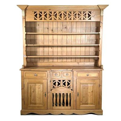 FRENCH STYLE CUPBOARD | Custom Made French Style Cupboard with unusual Chicken Coop Pen. Natural wood finishes with 2 doors and 2 drawers...