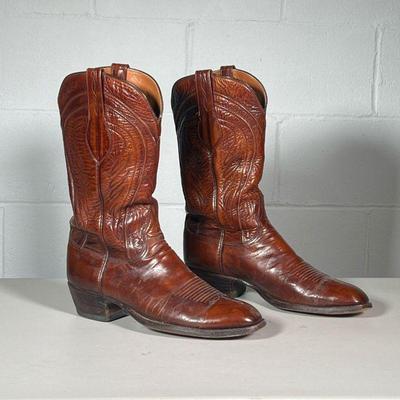LUCCHESE WESTERN BOOTS | Luccheese Cowboy Boots Oxblood Brown with Stitched Design Model 2083. 2L907 Size 10.5 D San Antonio. - l. 12 x...
