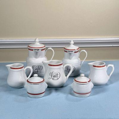(7PC) Dâ€™AUTEUIL COFFEE ITEMS | Including a small little coffee pot, to Cream Pitchers, two smaller creamers, and to lidded sugar pots....