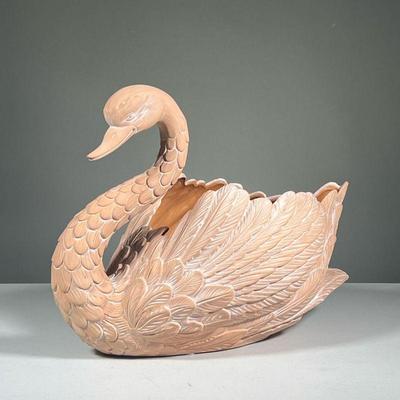 SWAN TERRACOTTA PLANTER | Swan-form planter with no apparent markings. - l. 15.5 x w. 8.5 x h. 12 in 