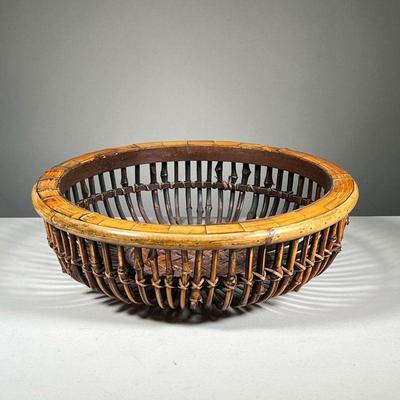 CHINESE STYLE WOOD BASKET | h. 5 x dia. 15.5 in 