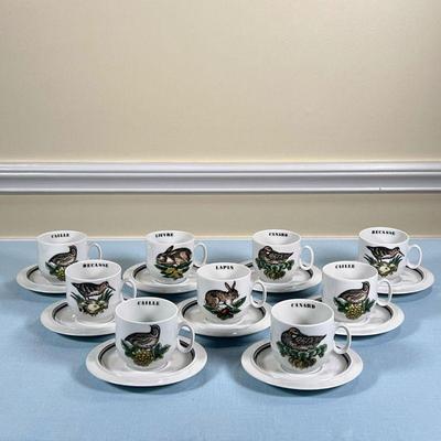 (18PC) Dâ€™AUTEUIL CHASSE DEMITASSE SET | Including nine demitasse cups and nine saucers (dia. 5.25 in.). - w. 3.25 x h. 2.5 in (cups) 