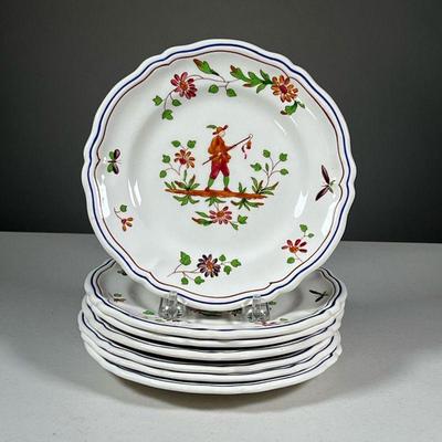 (7PC) LONGCHAMP PLATES | Houstiers Longchamp dishes, some marked 