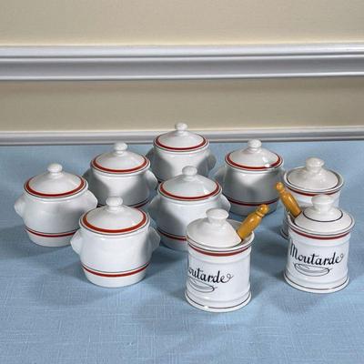 (9PC) Dâ€™AUTEUIL LIDDED JARS | Including three jars (h. 2.5 in.) and six lidded pots (w. 3-3/8 in.) 