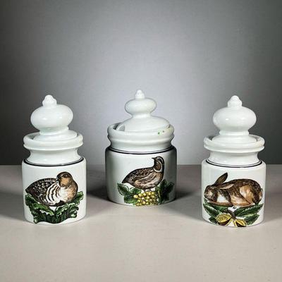 (3PC) Dâ€™AUTEUIL LIDDED JARS | Chasse kitchen canisters. - dia. 4.25 in (widest) 