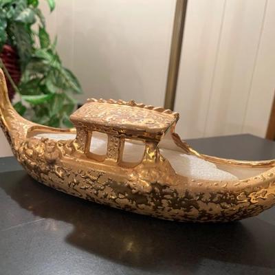 24k Weeping Gold Boat Planter 