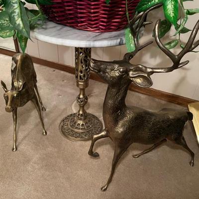 Large Brass Deer Set