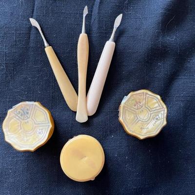 antique hand mirrors, boxes, vanity sets, manicure, etc, all celluloid