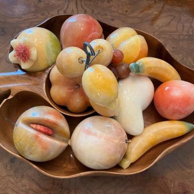 Italian vintage marble and onyx carved fruit