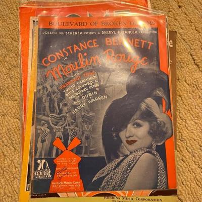 Vintage and antique sheet music--late 1890s-1980s--classic, tinpan alley standards, musicals, Disney, classic movie songs, vaudeville,...