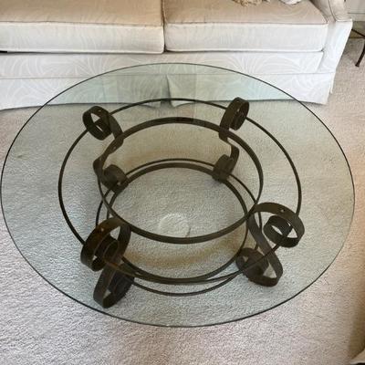 Tuscan style metal and glass coffee table