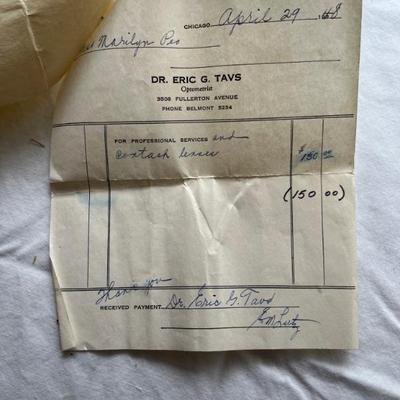 Vintage contact lenses from 1948--they covered the whole eyeball (yuck!) with original receipt and letters complaining about how painful...