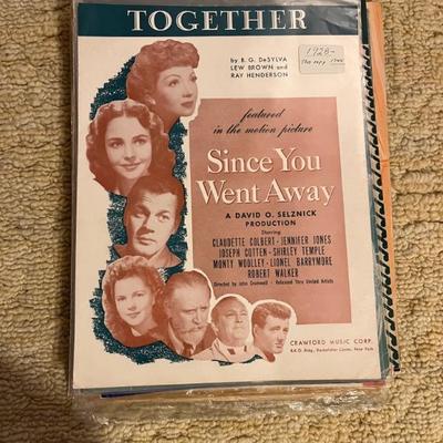 Vintage and antique sheet music--late 1890s-1980s--classic, tinpan alley standards, musicals, Disney, classic movie songs, vaudeville,...