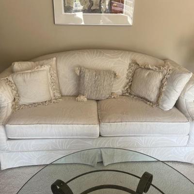 A very nice (and immaculate) Stearns and Foster queen sleeper sofa with ivory upholstery
