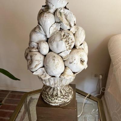 1980s Italian white ceramic lamp of fruit in a bowl