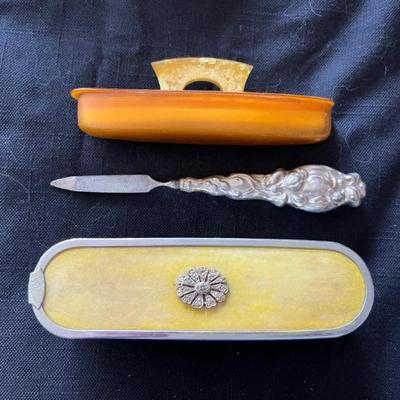 antique hand mirrors, boxes, vanity sets, manicure, etc, all celluloid