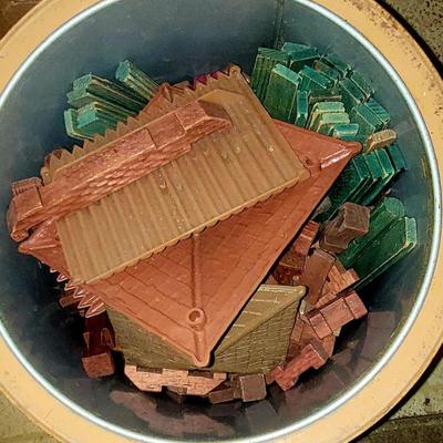 Large bucket of vintage Lincoln Logs