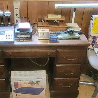 Several desks and office supplies