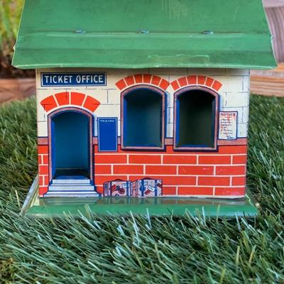 Vintage Lithographed Tin Toy Station
