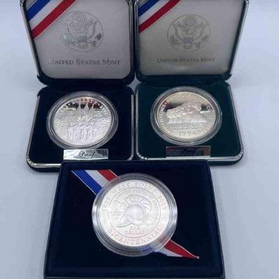 MMM273-Trio Of Silver Dollars-West Point Bicentennial & Women In The Military 