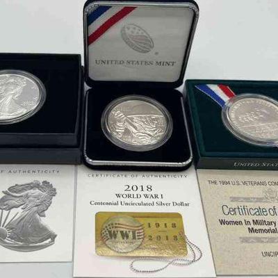 MMM368-Trio Of US Mint Silver Coins