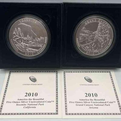 MMM265-2ea US Mint America The Beautiful Series 5 Oz Fine Silver Coin