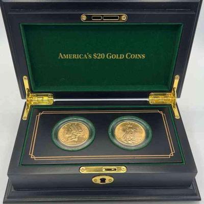 MMM216- Americaâ€™s $20 Gold Coins (Pair) Boxed Set