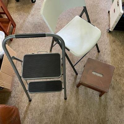 MMM075- Chair, Step Ladder, And Stool