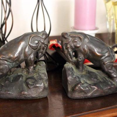 Copper elephant bookends