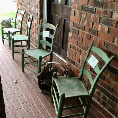 Green rawhide seat chairs from Acadiana