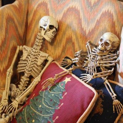 Skeletons resting in side chair 