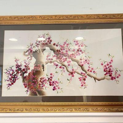 Silk Plum Blossom Embroidered Wall Hanging
