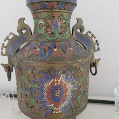 Antique enameled vase
