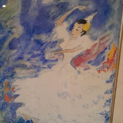 Original vintage water color signed Langstrom