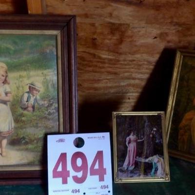 Selection of Victorian chromolithographs and prints.