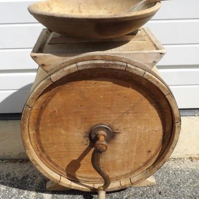 Butter churn and accessories.