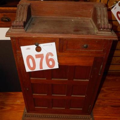 1870s country store hard pine storage cabinet with partitioned interior.