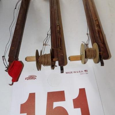 Four diminutive antique ice fishing traps. Collector grade.