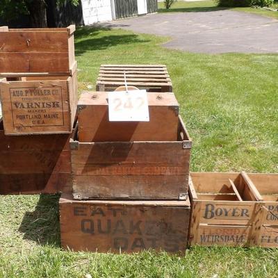 Great of early wooden advertising crates.