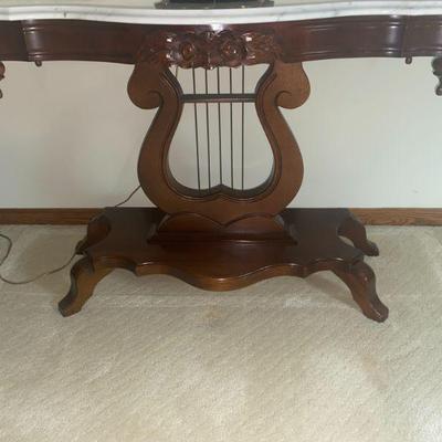Marble harp parlor table