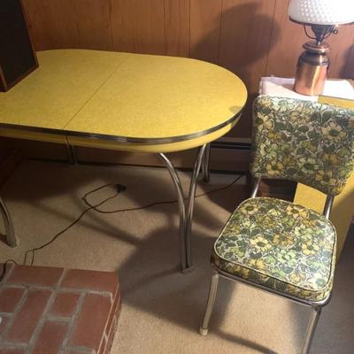 1950's formica table with chrome legs and set 4 chairs
