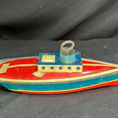 VTG Tin Lindstrom Windup boat with prop