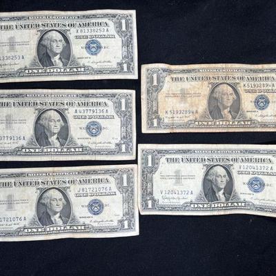 Five $1 Silver Certificate 1957A