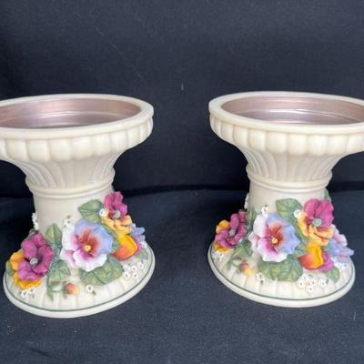 2 Artisan Flair Pedestal Pillar Candle Holders