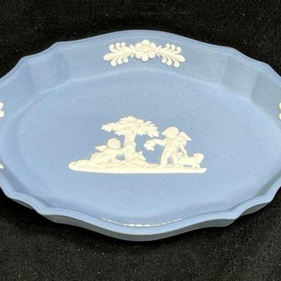 Blue Jasperware Oval Trinket Tray