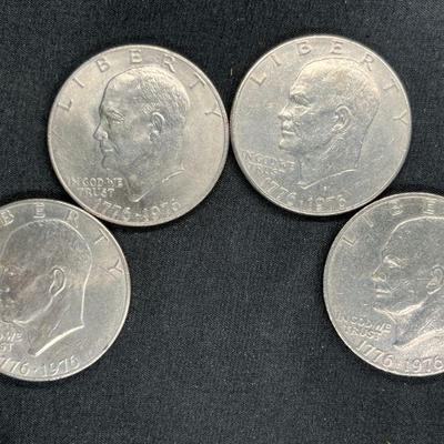 
Four Bicentennial Eisenhower Dollars